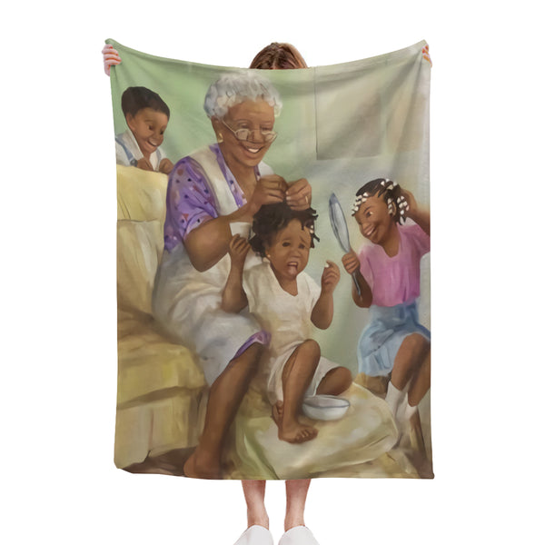 African artwork Sherpa blanket - Grandma