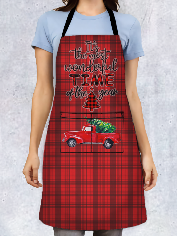 Truck And Tree Plaid Apron