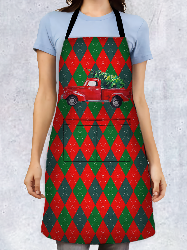 Truck And Tree Plaid Apron