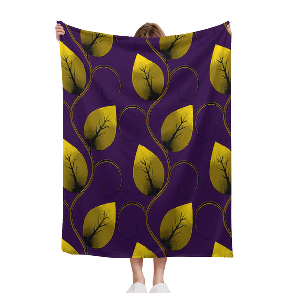 African artwork Sherpa blanket - Leaf