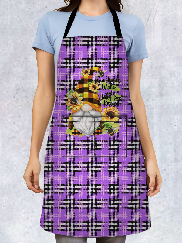 Sunflower Honey Bee Plaid Apron