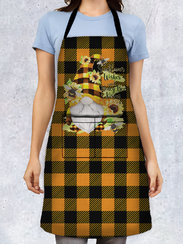 Sunflower And Honey Bee Plaid Apron