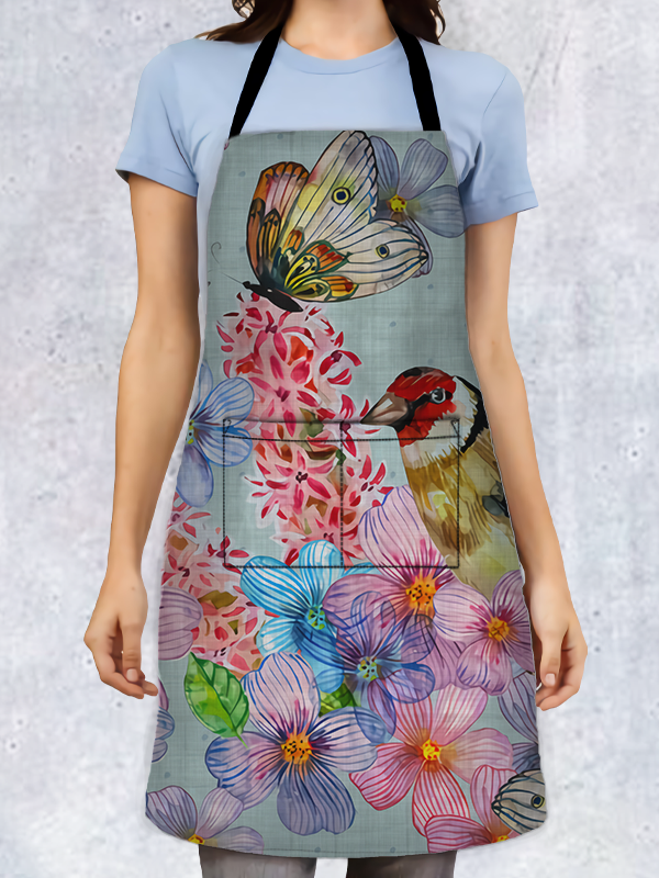 Flower Butterfly And Hummingbird Apron