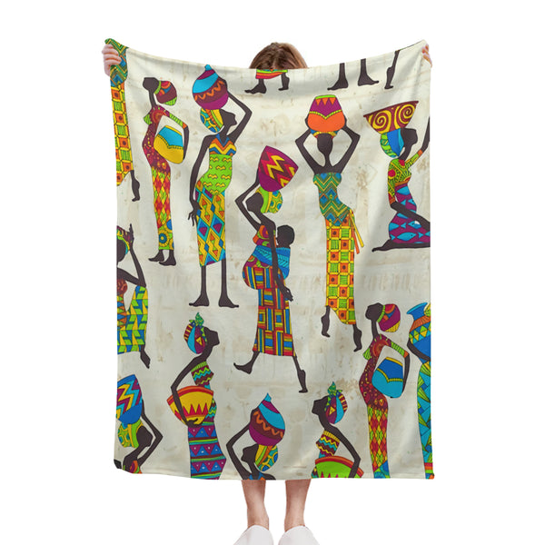 African artwork Sherpa blanket - We