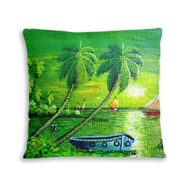 African artwork pillow - The Boat