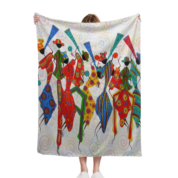 African artwork Sherpa blanket - Happiness