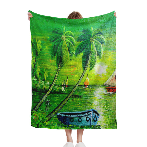 African artwork Sherpa blanket - The Boat