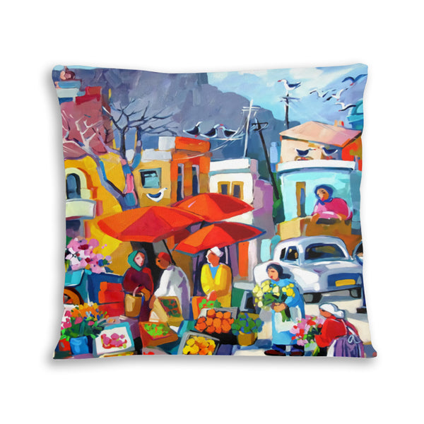 African artwork pillow - The market