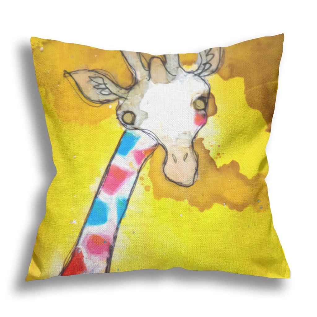 African Artwork Apron - Giraffe White / 14X14 Inch Pillowcase