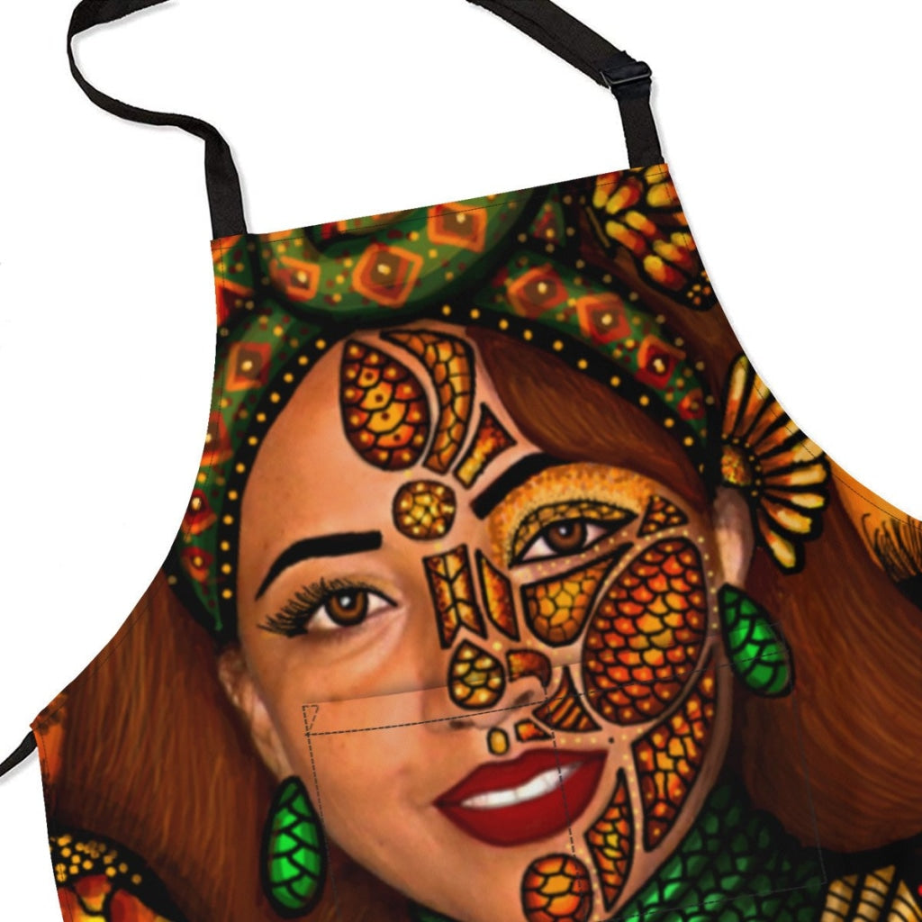 African Artwork Apron - Gril Black Pearl 6