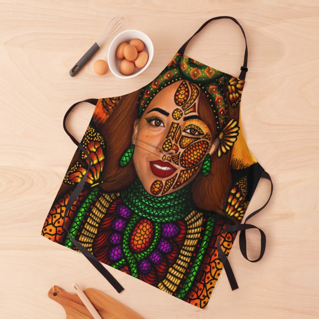 African Artwork Apron - Gril Black Pearl 6