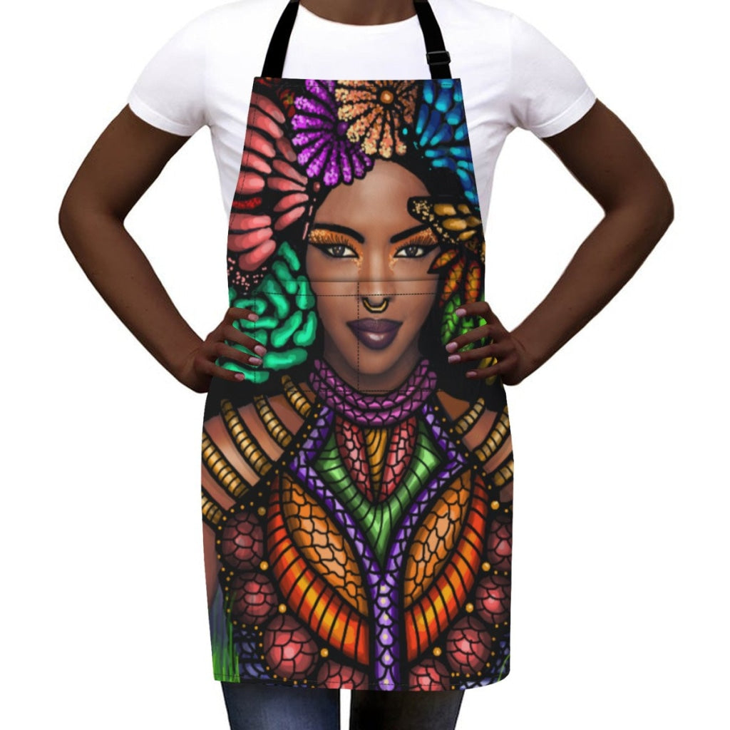 African Artwork Apron - Gril Black Pearl