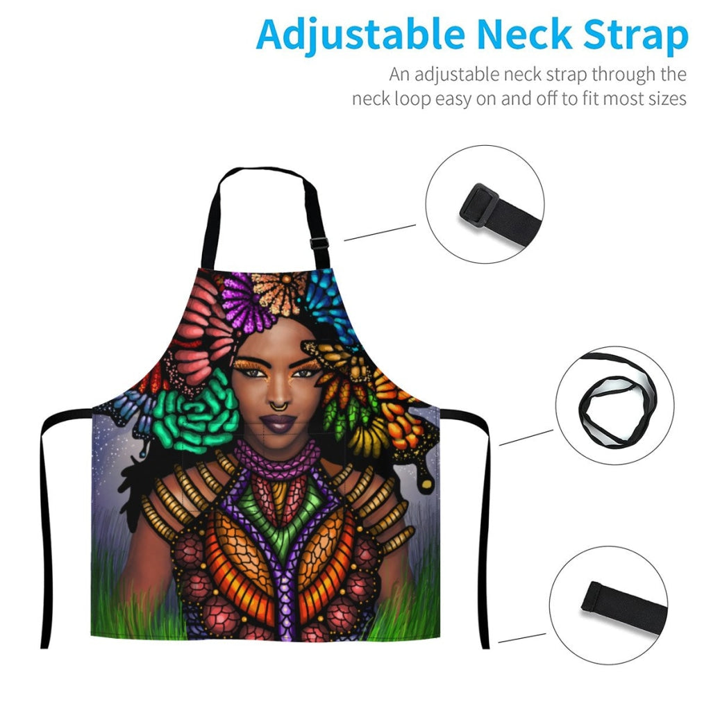 African Artwork Apron - Gril Black Pearl