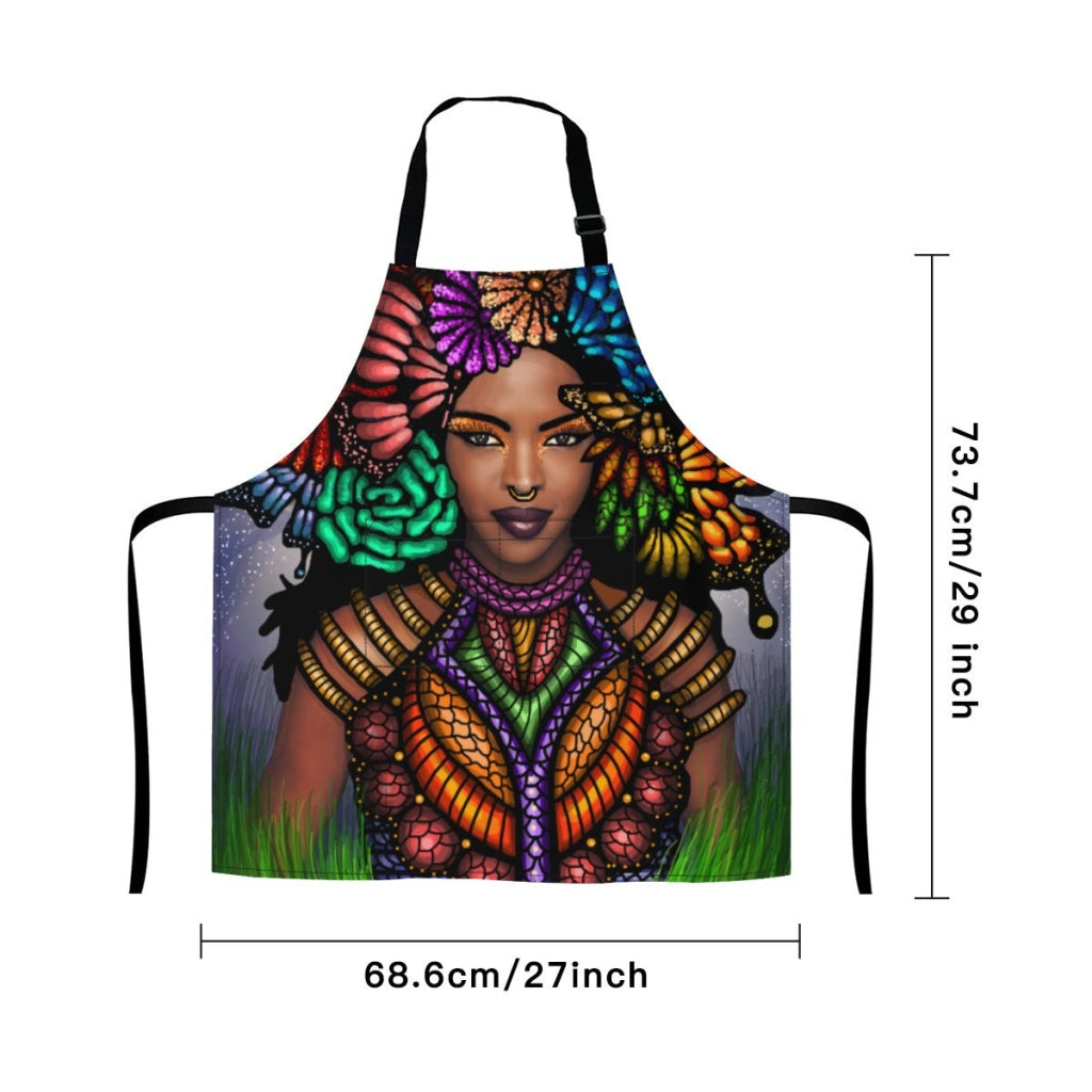 African Artwork Apron - Gril Black Pearl