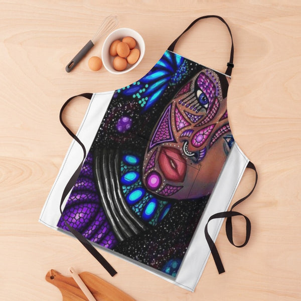 African Artwork Apron - Gril Black Pearl4