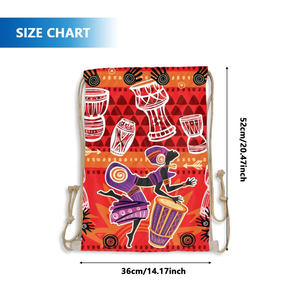 African Artwork Apron - Djembe Girls 2 Drawstring Pocket