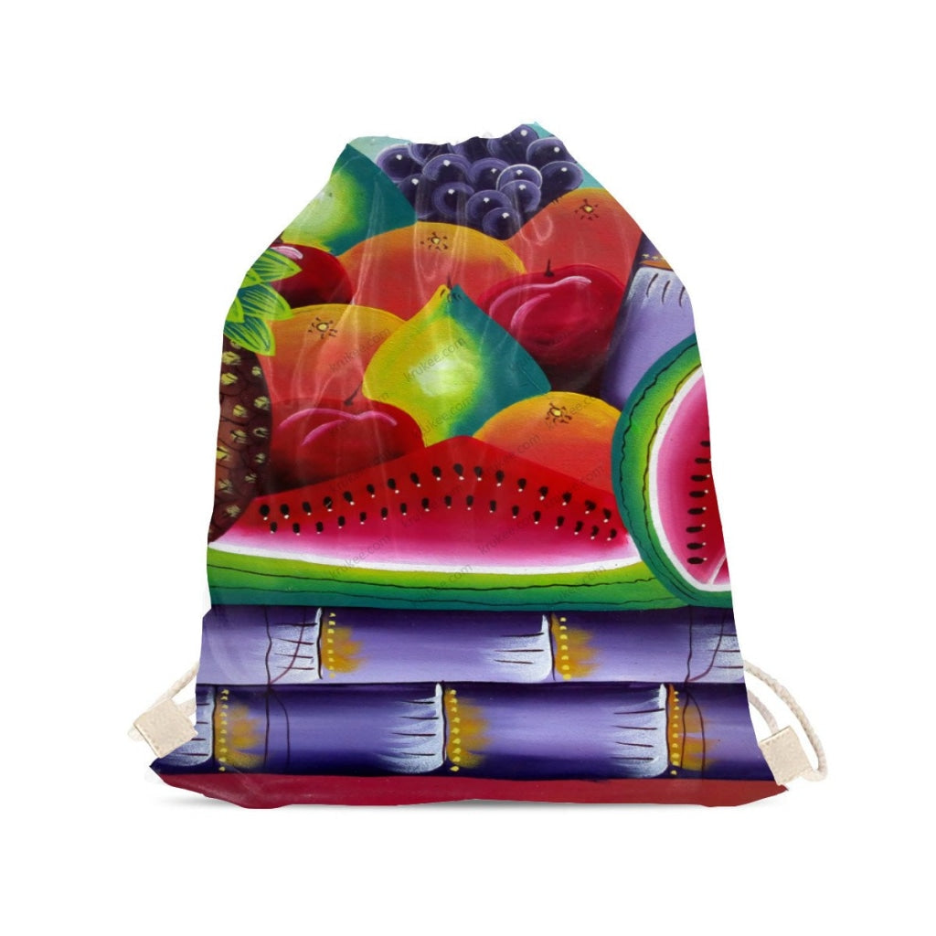 African Artwork Apron - Fruits 11 Drawstring Pocket