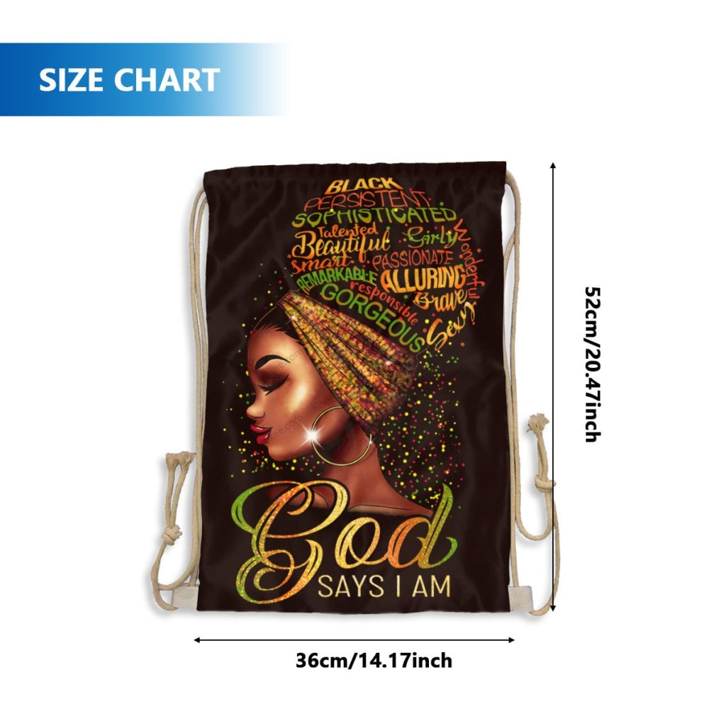 African Artwork Apron - God Say Im Drawstring Pocket