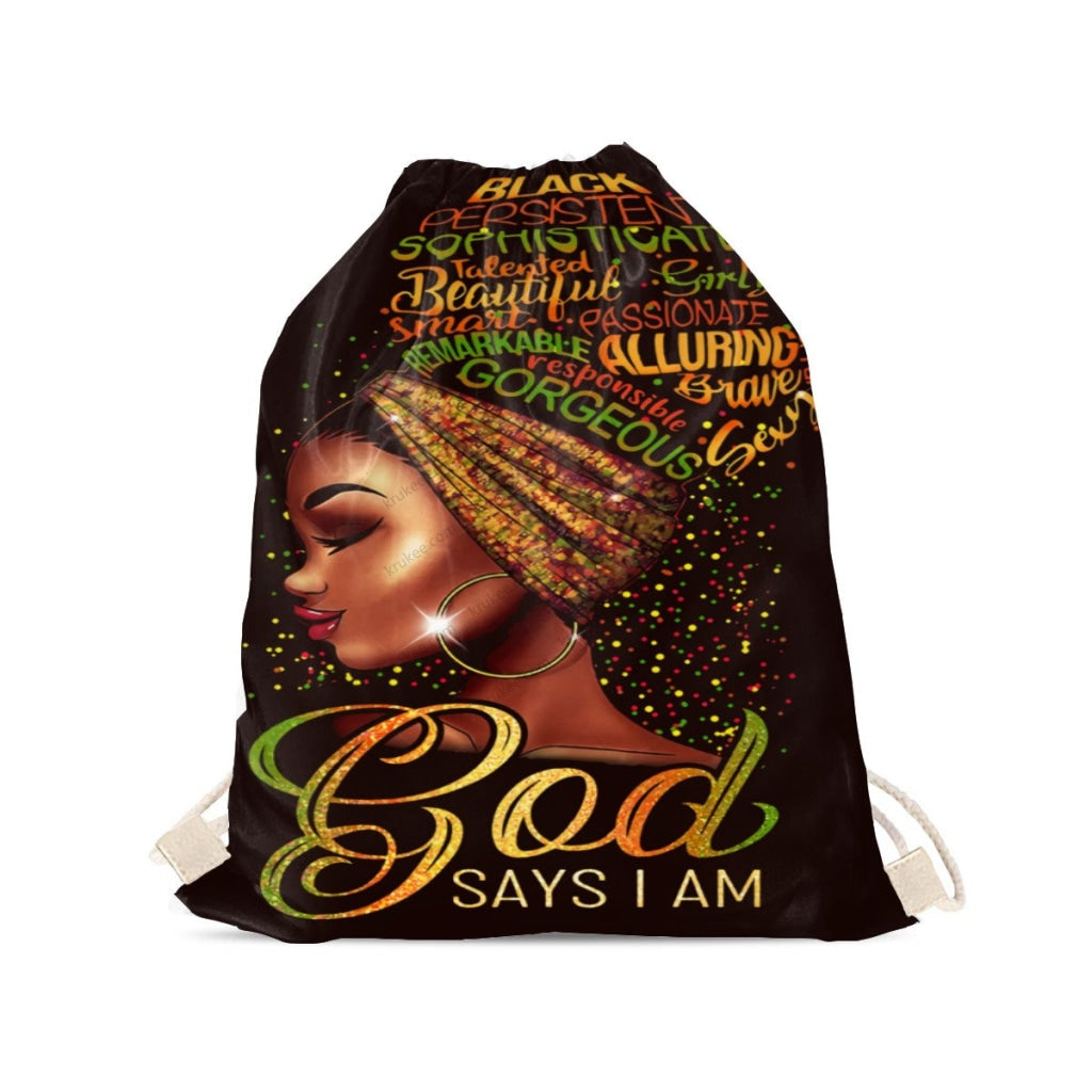 African Artwork Apron - God Say Im Drawstring Pocket