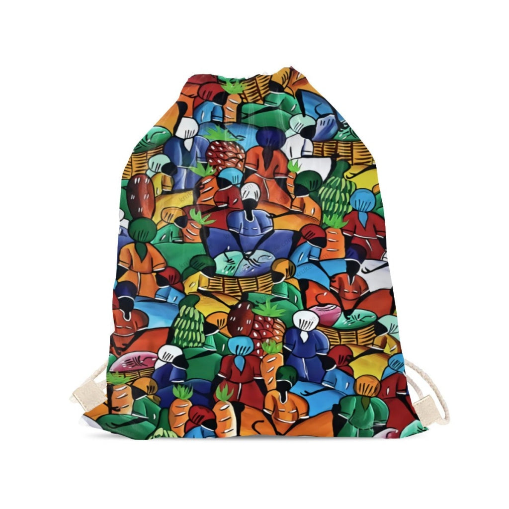 African Artwork Apron - Harvest 2 Drawstring Pocket