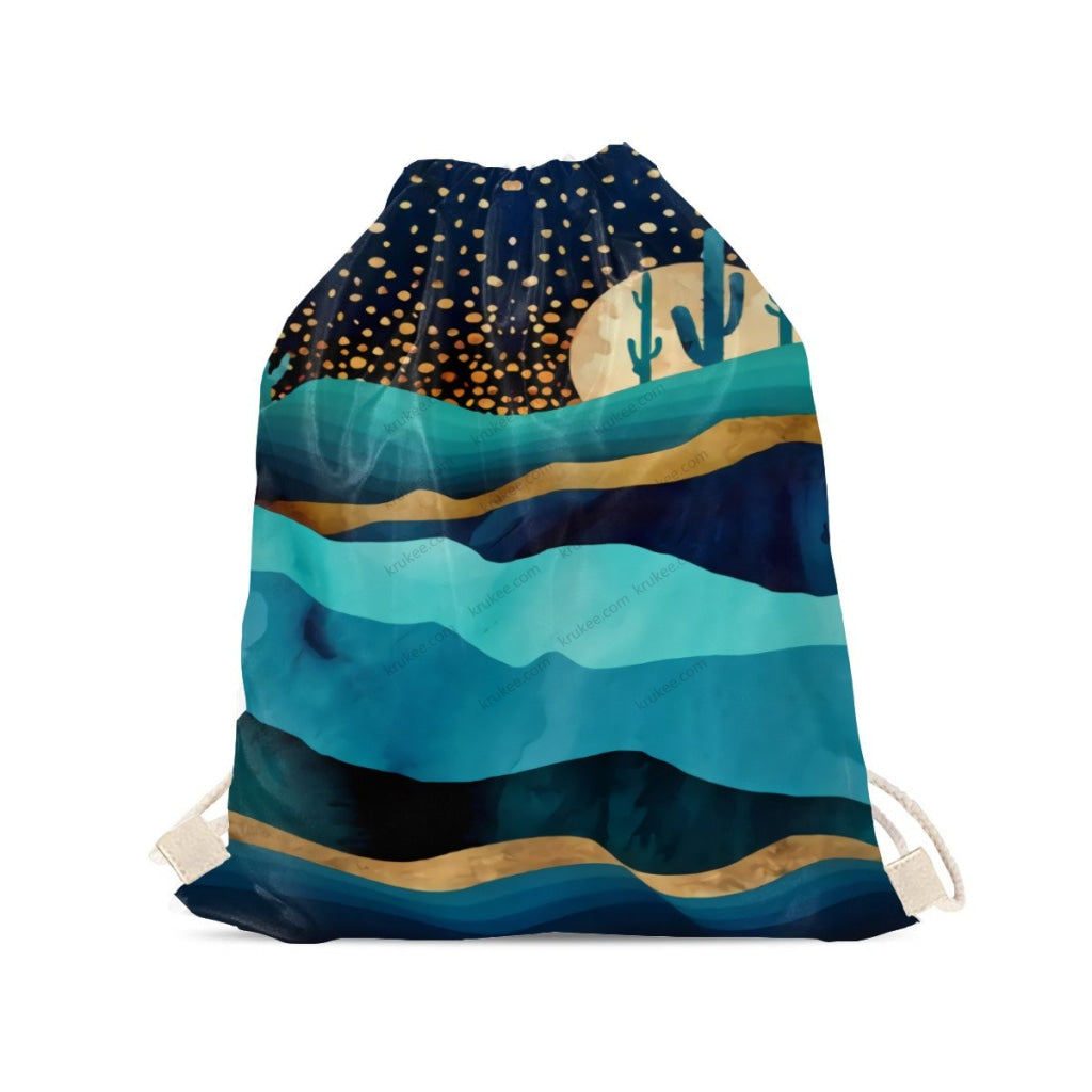 African Artwork Apron - Moonlight Drawstring Pocket