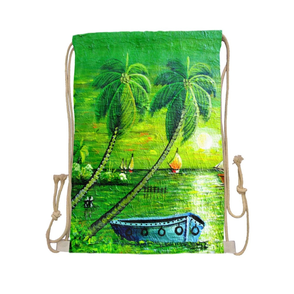 African Artwork Apron - The Boat Drawstring Pocket White / One Size