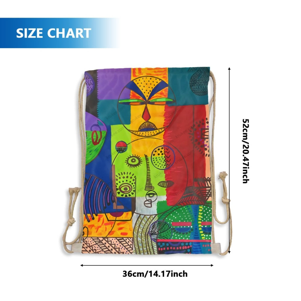 African Artwork Apron - U And Me Drawstring Pocket