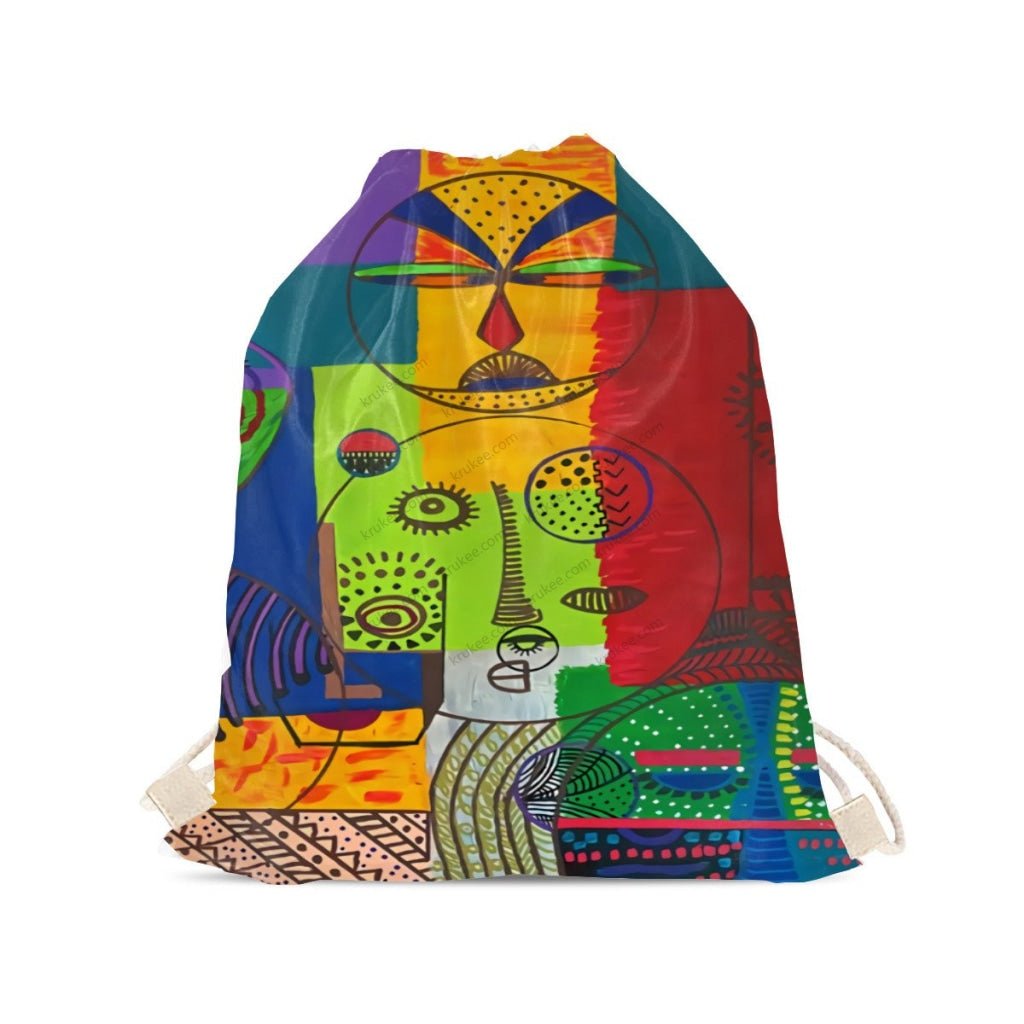 African Artwork Apron - U And Me Drawstring Pocket