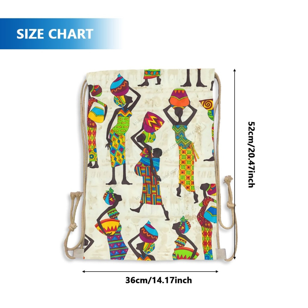 African Artwork Apron - We Drawstring Pocket