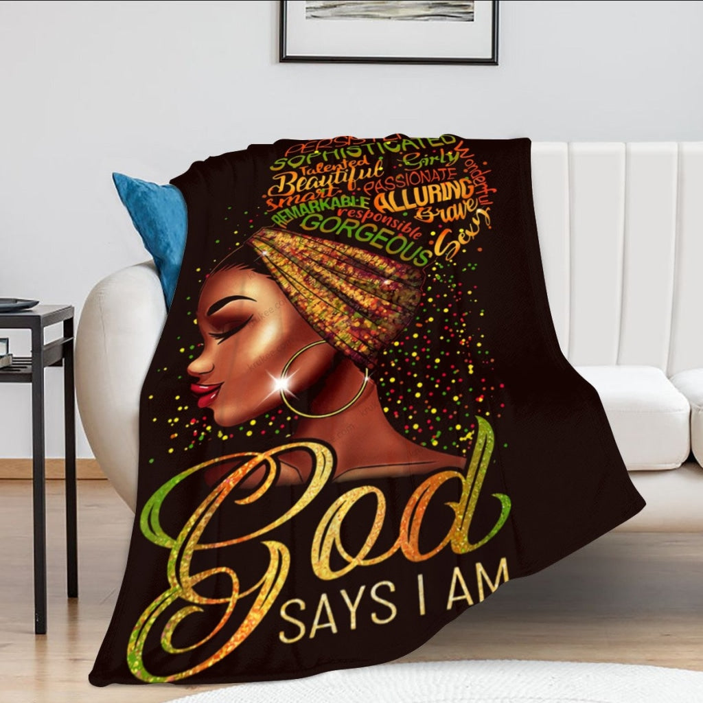 African Artwork Apron - God Say Im Fleece Blanket