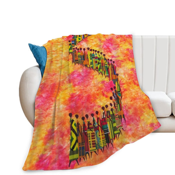 African Artwork Apron - Road Fleece Blanket White / 40X50 Inch