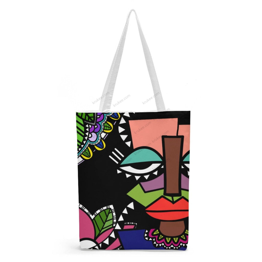 African Artwork Apron - Art Natural Linen Tote Bag White / S