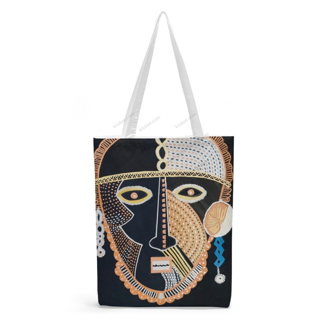 African Artwork Apron - Culture 11 Natural Linen Tote Bag White / S