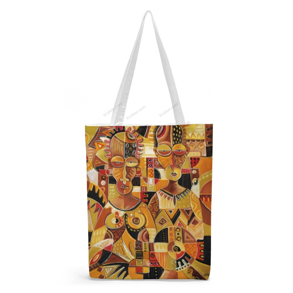 African Artwork Apron - Culture 12 Natural Linen Tote Bag White / S