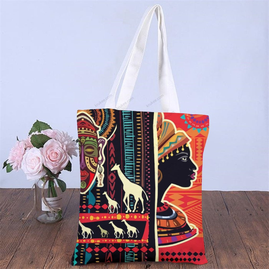 African Artwork Apron - Culture 22 Natural Linen Tote Bag