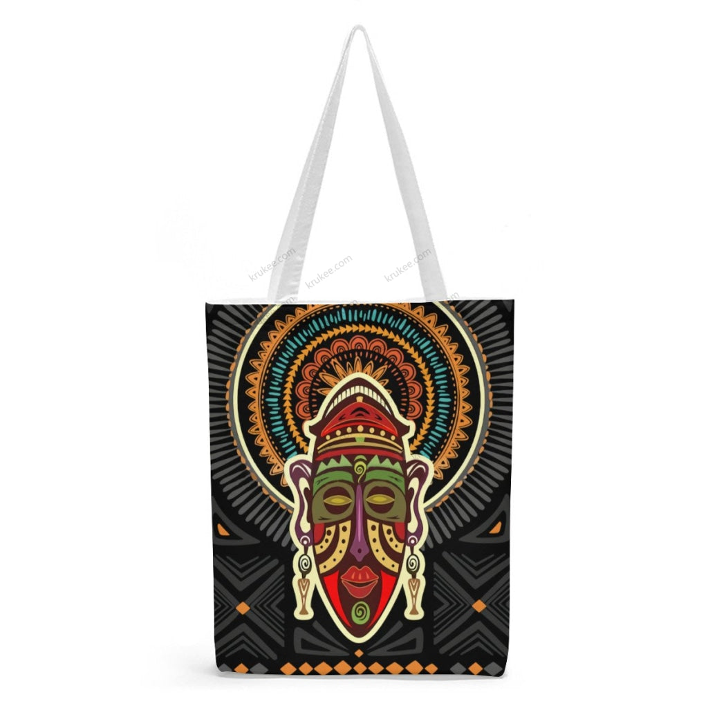 African Artwork Apron - Culture 28 Natural Linen Tote Bag White / S