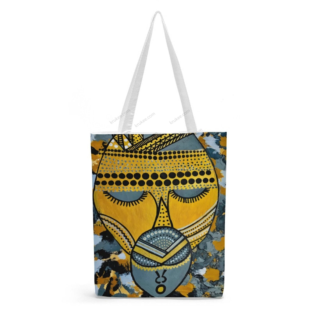 African Artwork Apron - Culture 29 Natural Linen Tote Bag White / S