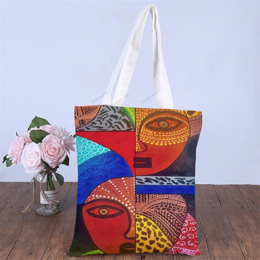 African Artwork Apron - Culture 3 Natural Linen Tote Bag