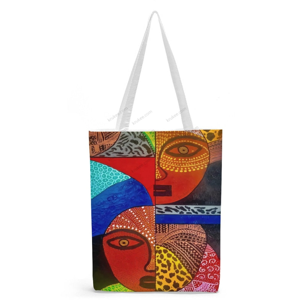 African Artwork Apron - Culture 3 Natural Linen Tote Bag White / S