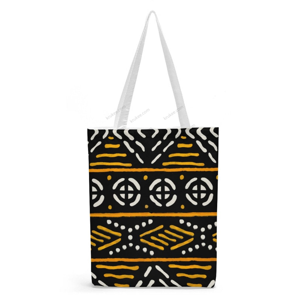 African artwork natural linen tote bag - Culture 5 – Krukee