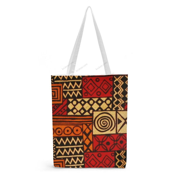 African Artwork Apron - Culture 7 Natural Linen Tote Bag White / S