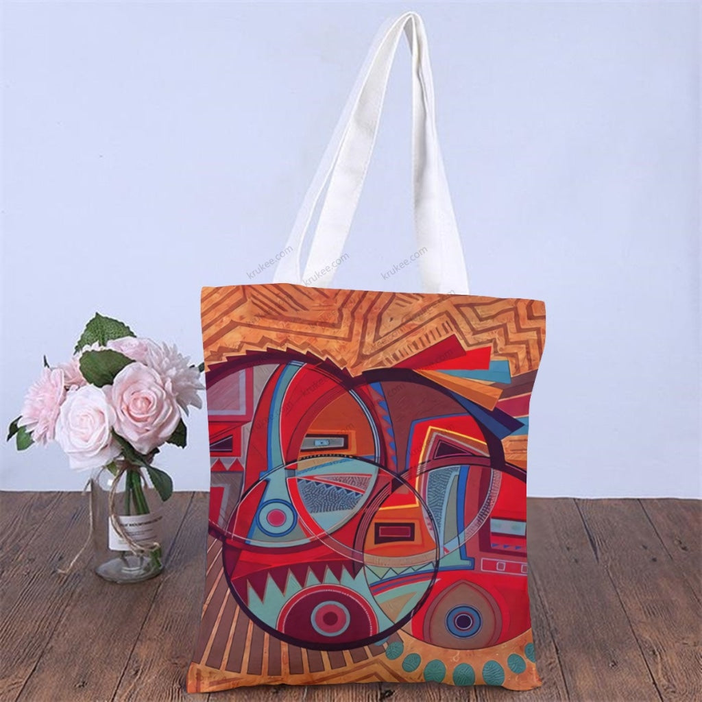 African Artwork Apron - Face 4 Natural Linen Tote Bag