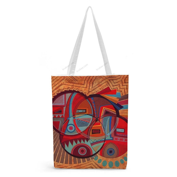 African Artwork Apron - Face 4 Natural Linen Tote Bag White / S