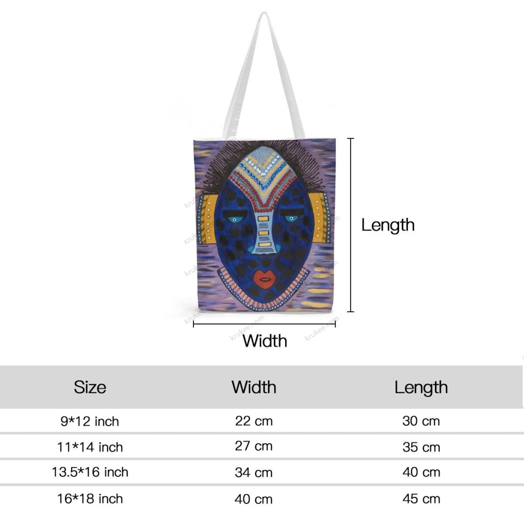 African Artwork Apron - Face Natural Linen Tote Bag