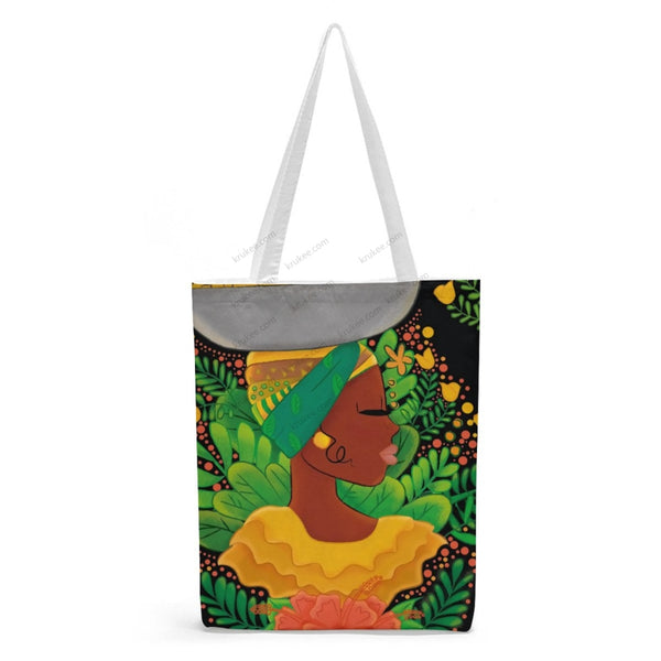 African Artwork Apron - Fruits 3 Natural Linen Tote Bag White / S