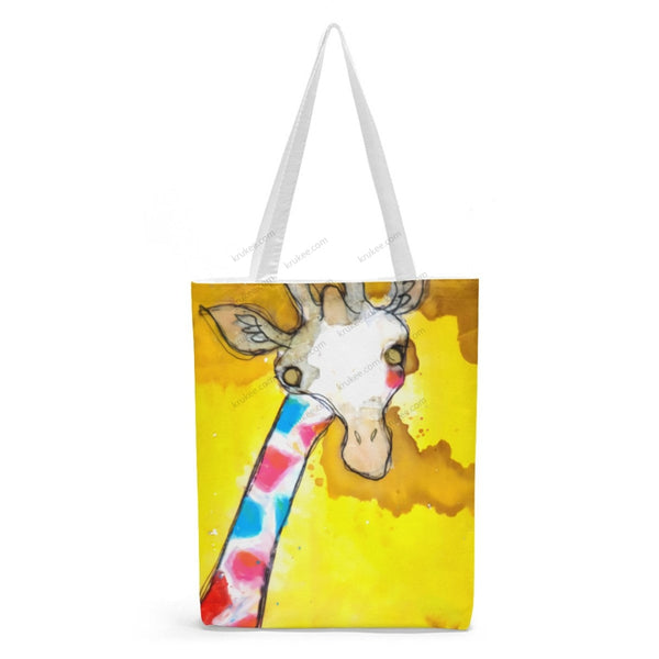 African Artwork Apron - Giraffe Natural Linen Tote Bag White / S