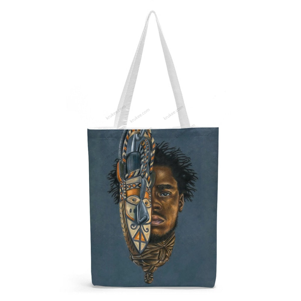 African Artwork Apron - He Natural Linen Tote Bag White / S