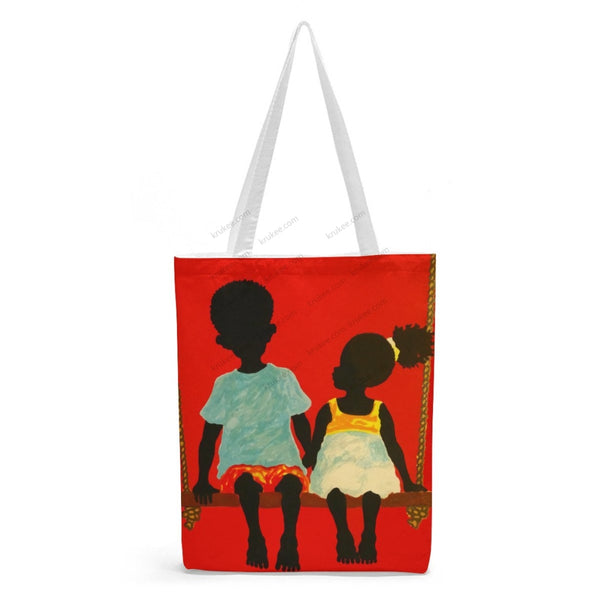 African Artwork Apron - Love 2 Natural Linen Tote Bag White / S