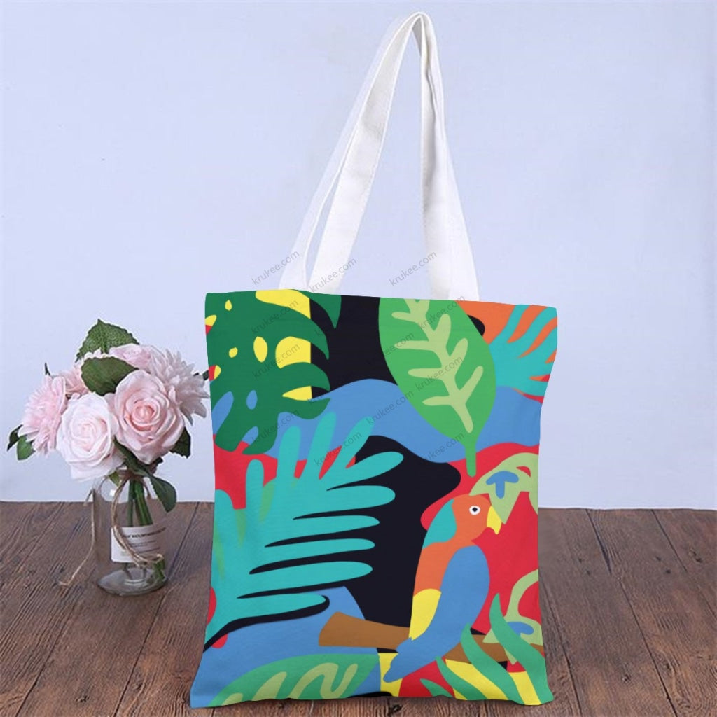 African Artwork Apron - Morning Natural Linen Tote Bag