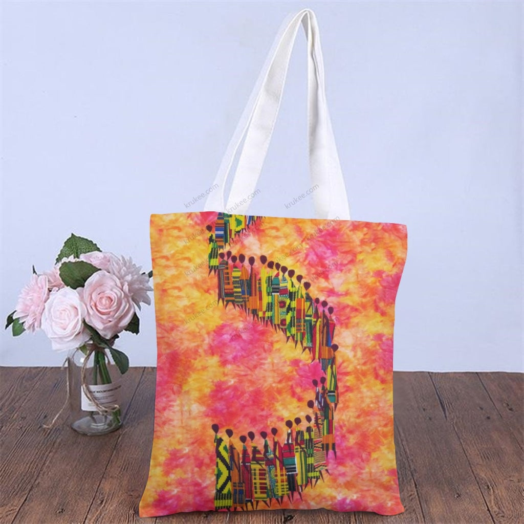 African Artwork Apron - Road Natural Linen Tote Bag